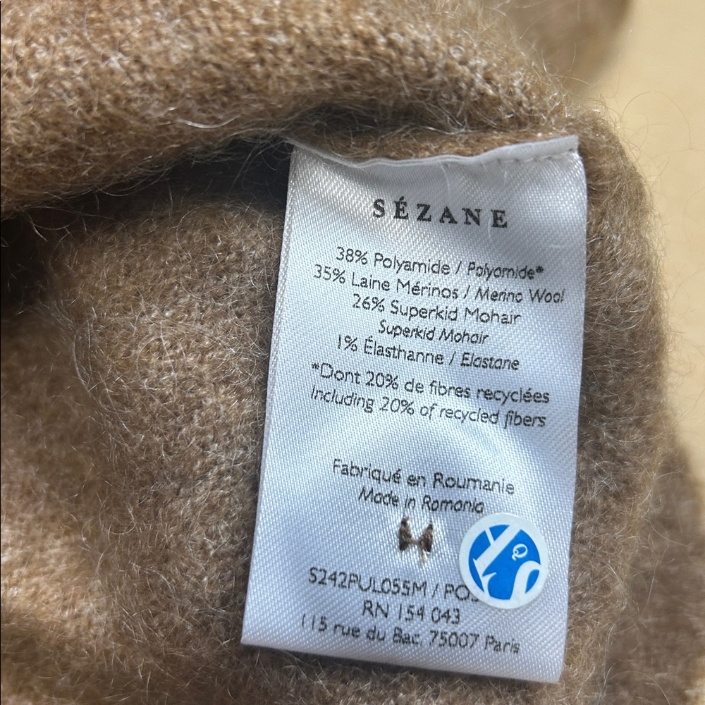 Sezane Tan Button-Detail Crew Neck Sweater - Picture 7 of 15